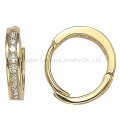 925 Silver 10K 14K 18K Gold 3 Lines Huggy Earring/Cubic Zirconia Fashion Jewelry/Aretes